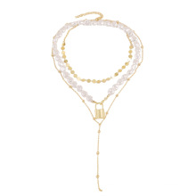 Colar de jóias de jóias de pérolas douradas Shangjie OEM Define colar minimalista de colar de várias camadas longas colares iniciais